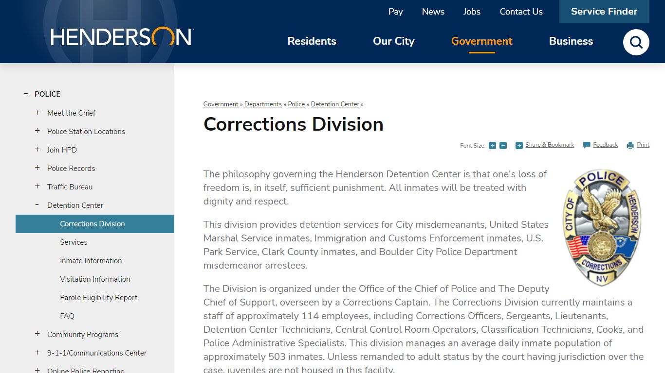 Corrections Division | Henderson, NV